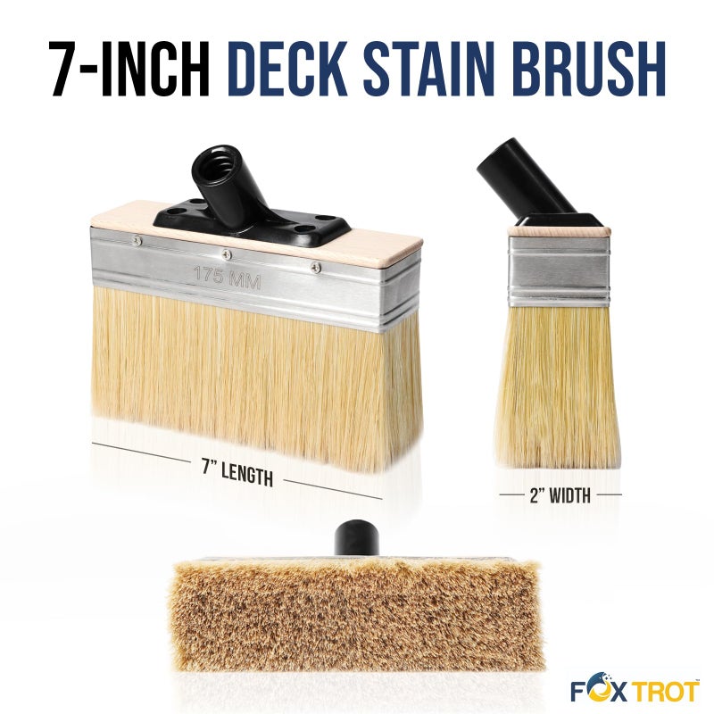 Fox Trot Foxtrot Deck Stain Brush 7-Inch, Stain-Brushes for Wood, Professional Grade Deck-Stain Applicator Brush, Stain and Sealer, Limewash Paint Brush, Deck Brush, Wide Paint-Brush for Staining Wood - Image 2